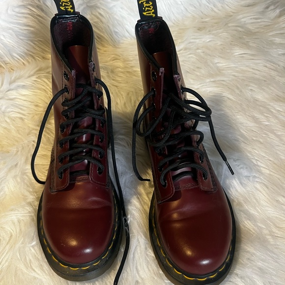 Dr Martens 1460 Lace up boots cherry red smooth leather - Picture 3 of 15